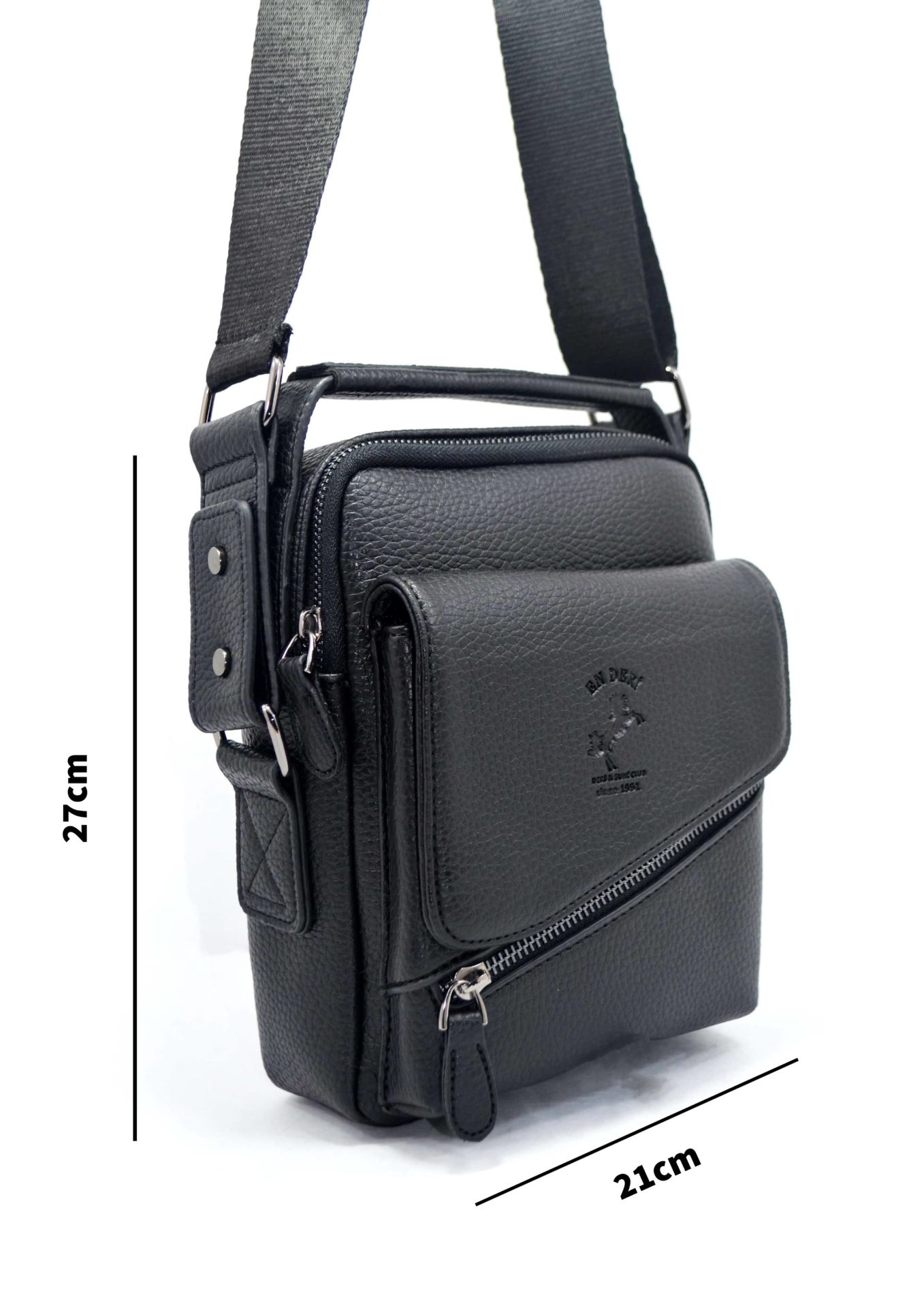 Erkek Siyah Renk Telefon Kartlık Bölmeli Ayarlanabilir Çapraz Askılı El Ve Omuz Çantası 7042