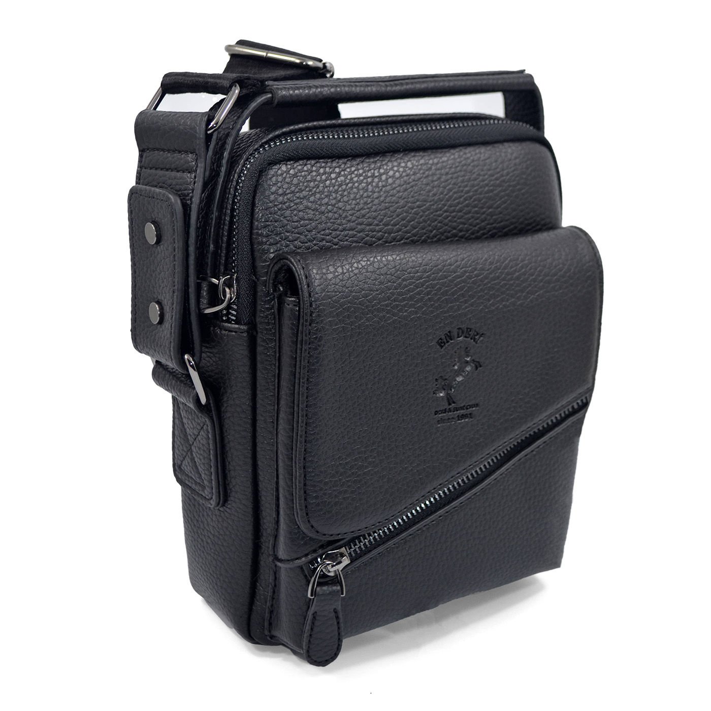 Erkek Siyah Renk Telefon Kartlık Bölmeli Ayarlanabilir Çapraz Askılı El Ve Omuz Çantası 7042