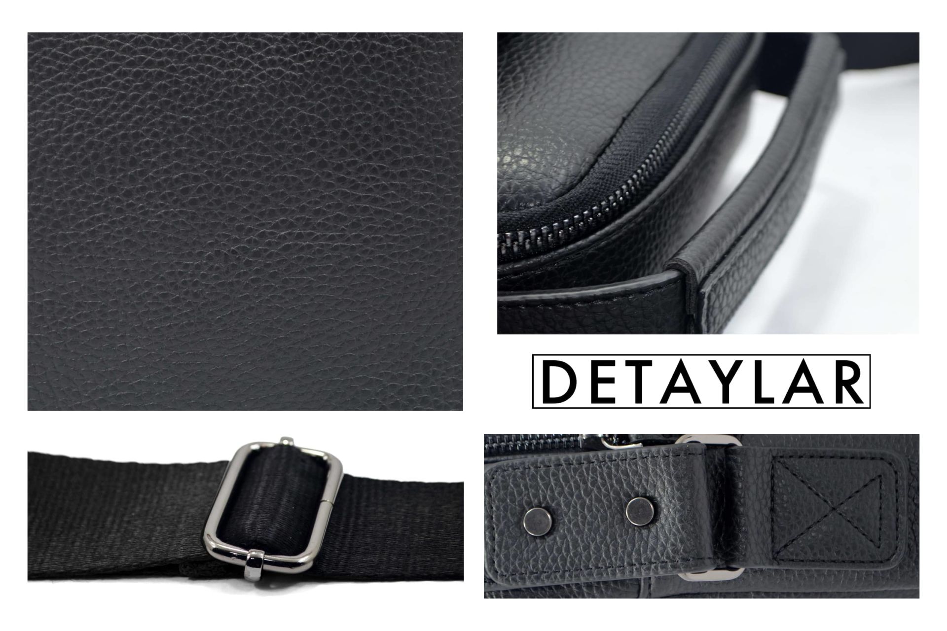 Erkek Siyah Renk Telefon Kartlık Bölmeli Ayarlanabilir Çapraz Askılı El Ve Omuz Çantası 7042