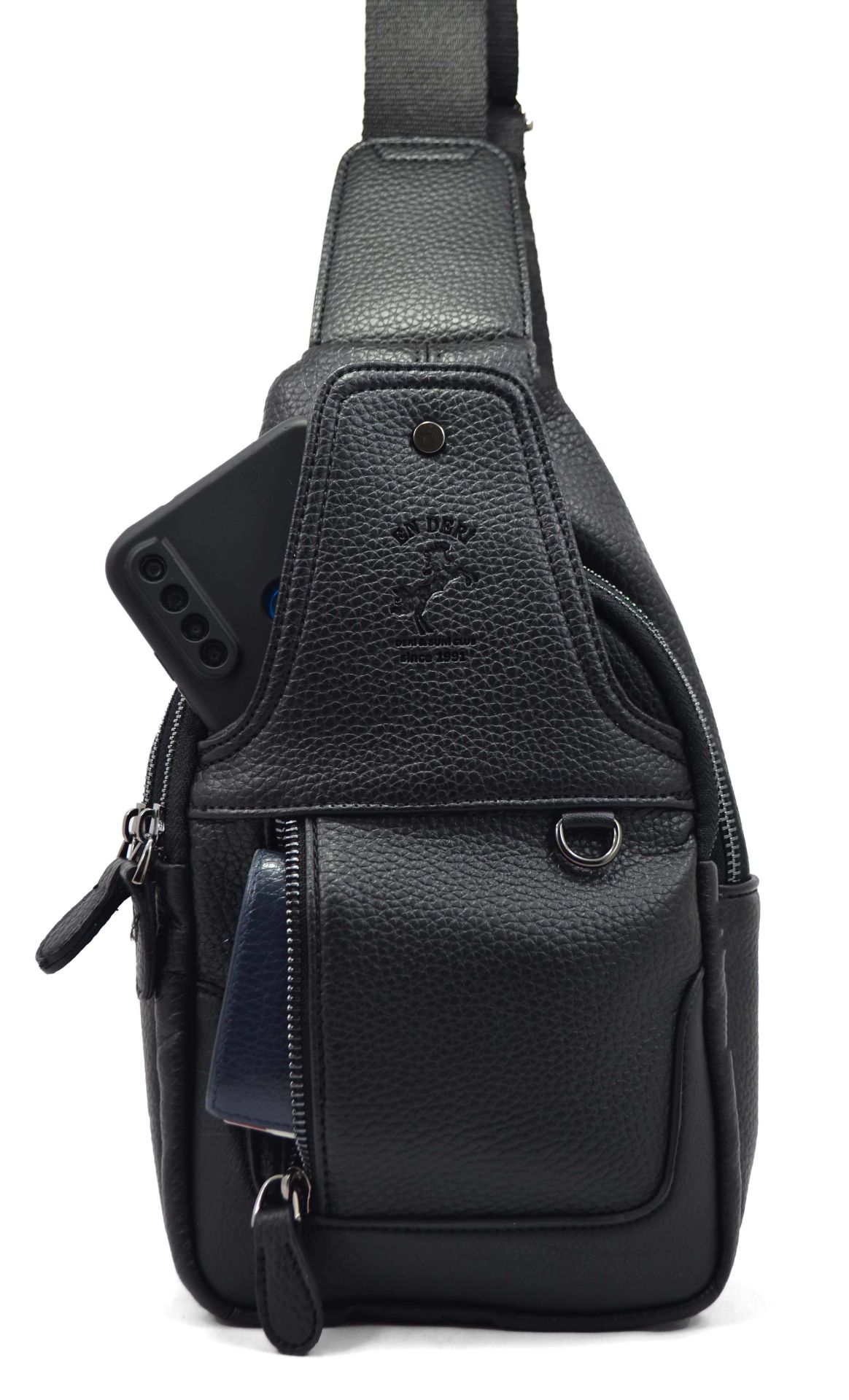 Erkek Siyah Çok Bölmeli Günlük Çapraz Askılı Omuz Çantası