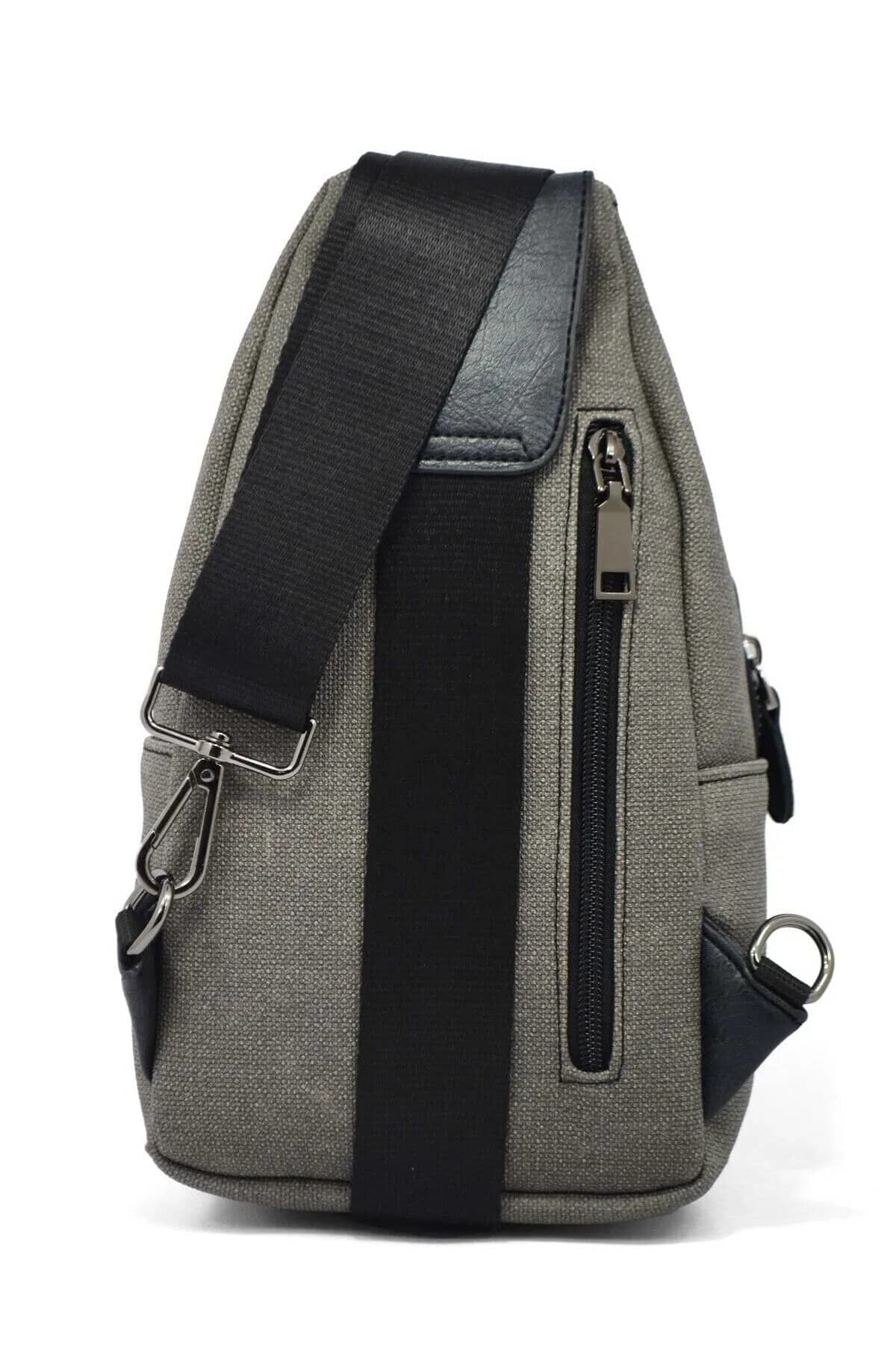 Erkek Kanvas Antrasit Çapraz Askılı Omuz Çantası Kanvas Çanta