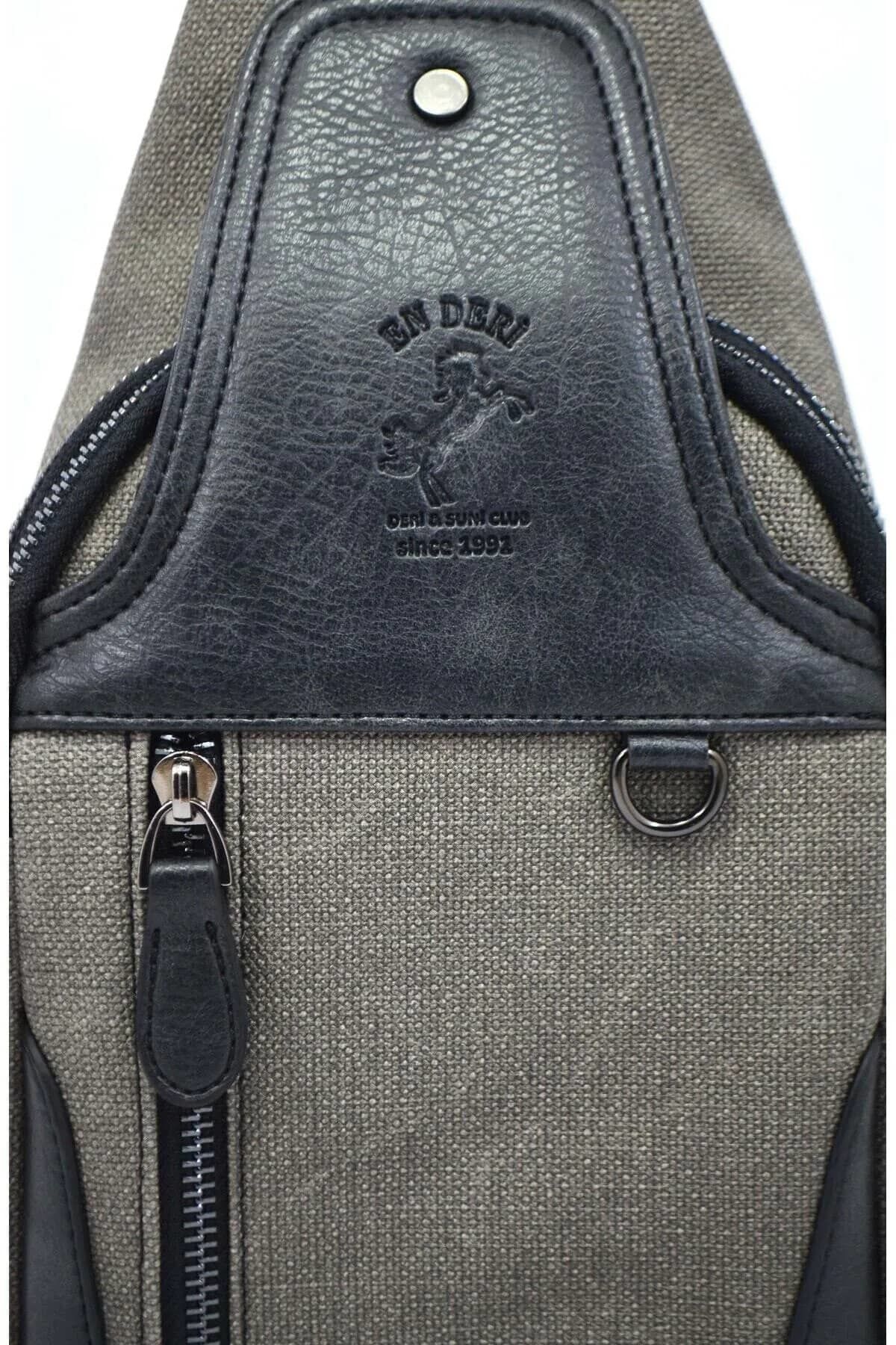 Erkek Kanvas Antrasit Çapraz Askılı Omuz Çantası Kanvas Çanta