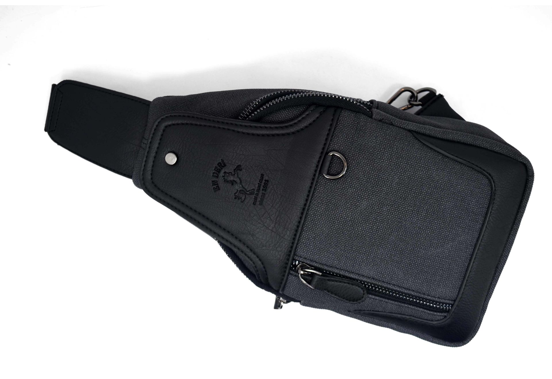 Erkek Kanvas Siyah Çok Bölmeli Günlük Çapraz Askılı Omuz Çantası  7038