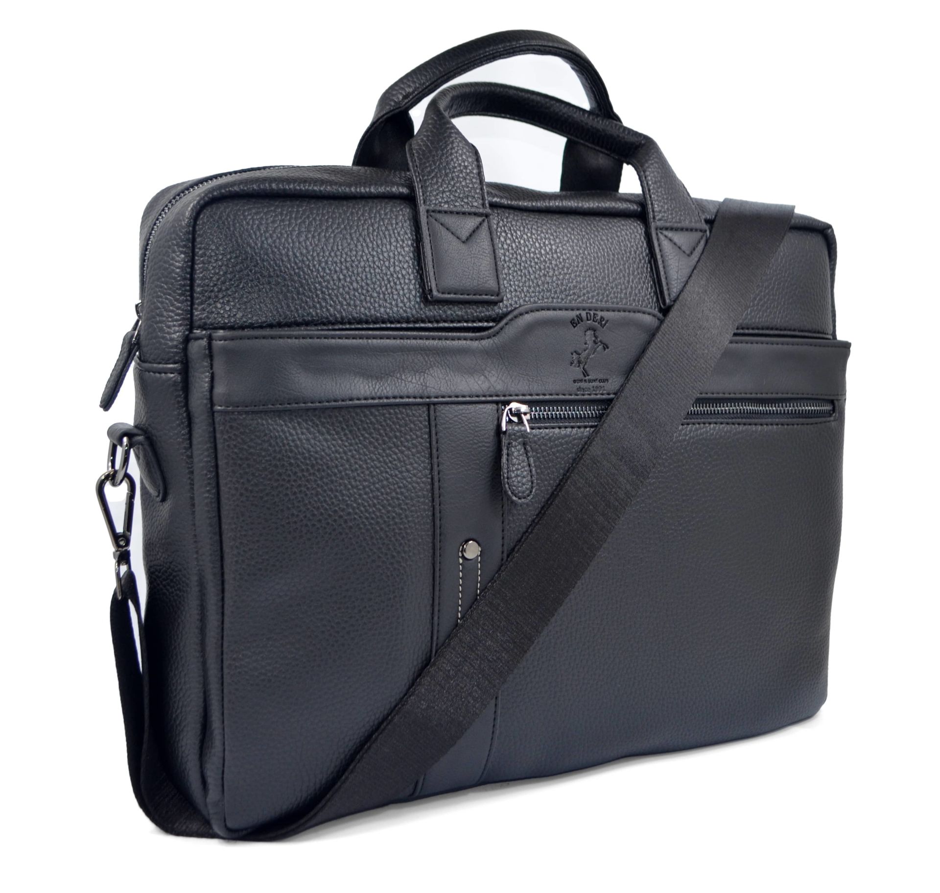 15,6-17,3 Inc Su Geçirmez Çok Bölmeli Omuz Ve El Askılı Evrak Ve Laptop Çantası 7043 siyah