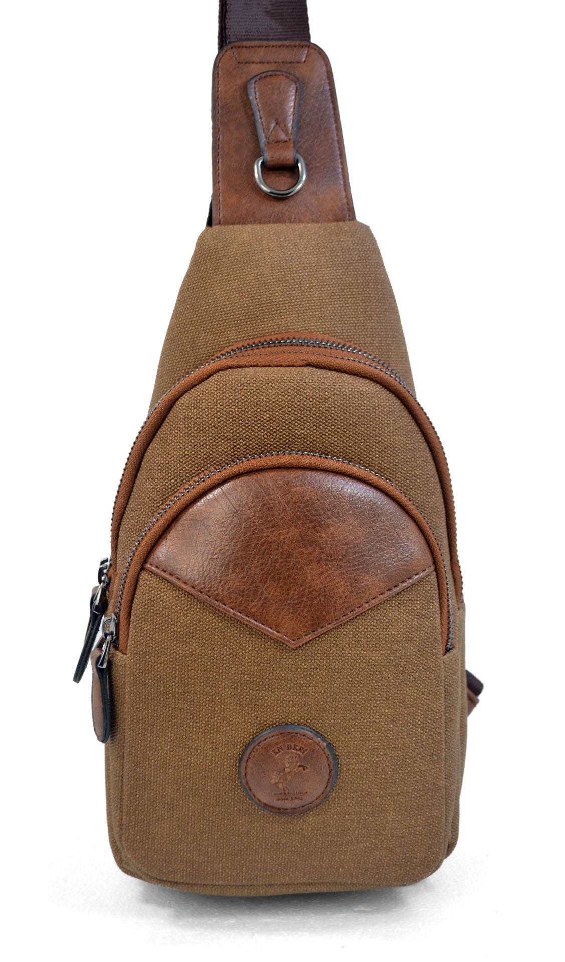 Erkek Çapraz Askılı Kulaklık Çıkışlı Kanvas Göğüs Ve Omuz Çantası 001 taba