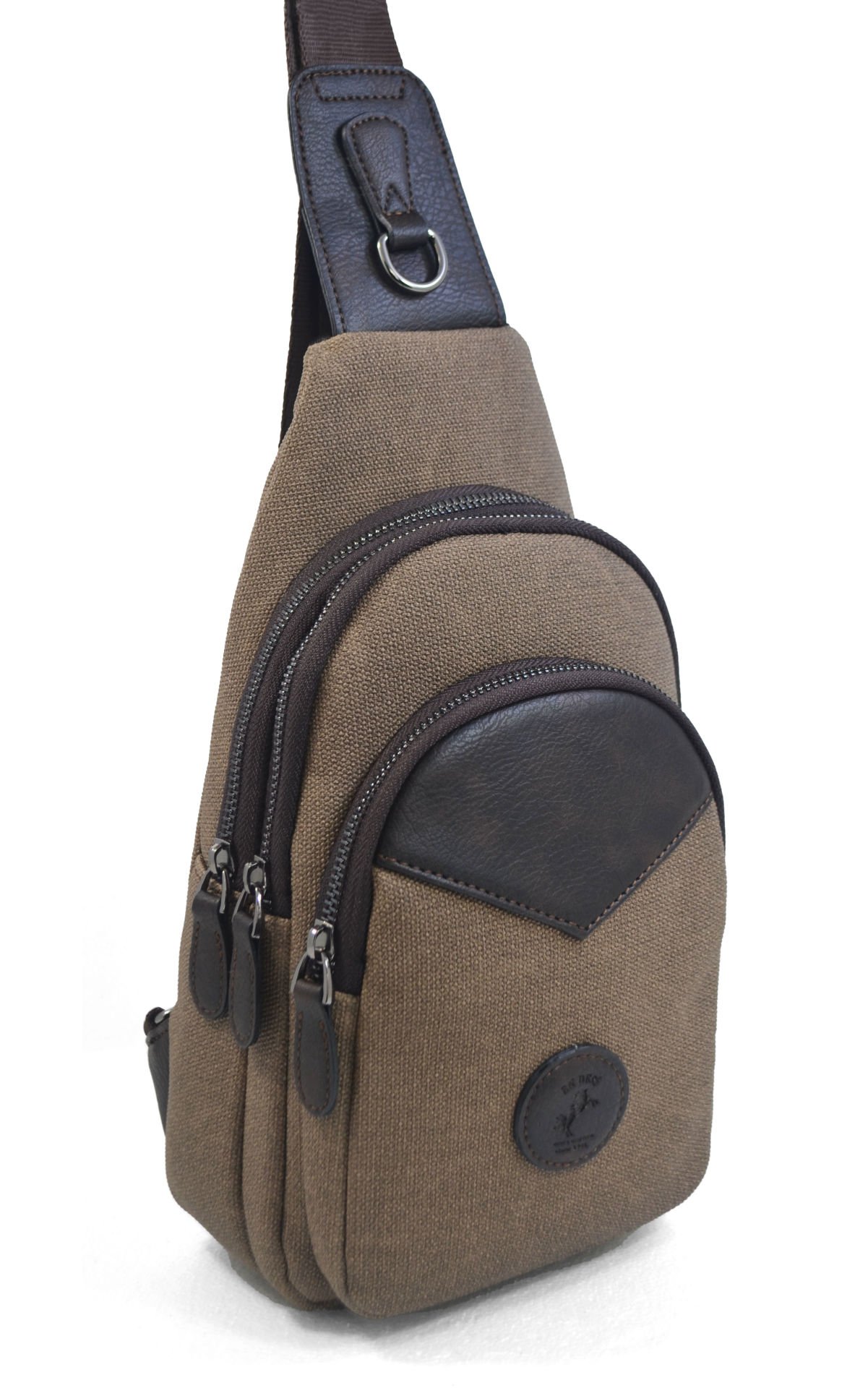 Erkek Çapraz Askılı Kulaklık Çıkışlı Kanvas Göğüs Ve Omuz Çantası 001 kahve kanvas