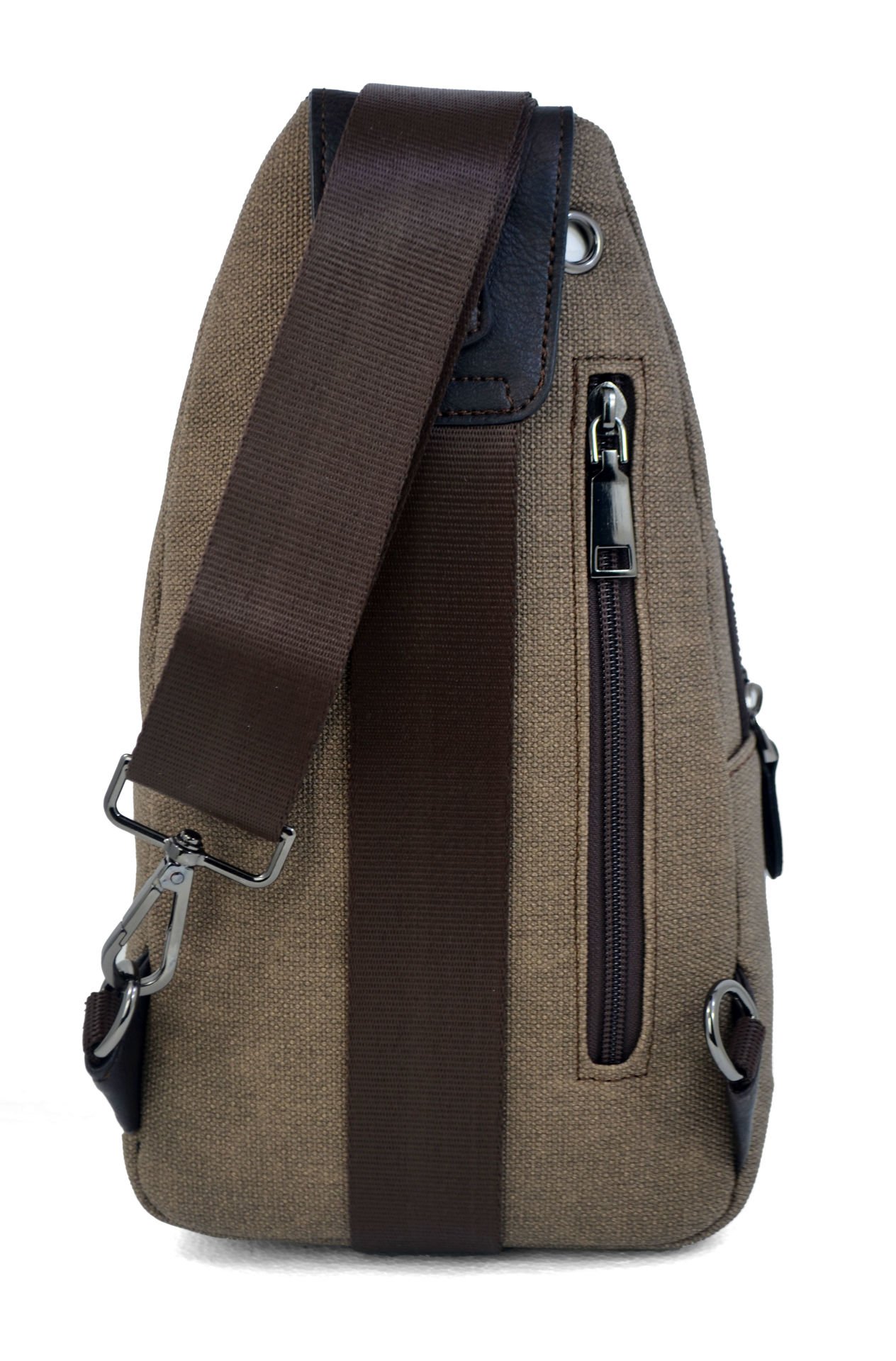 Erkek Çapraz Askılı Kulaklık Çıkışlı Kanvas Göğüs Ve Omuz Çantası 001 kahve kanvas