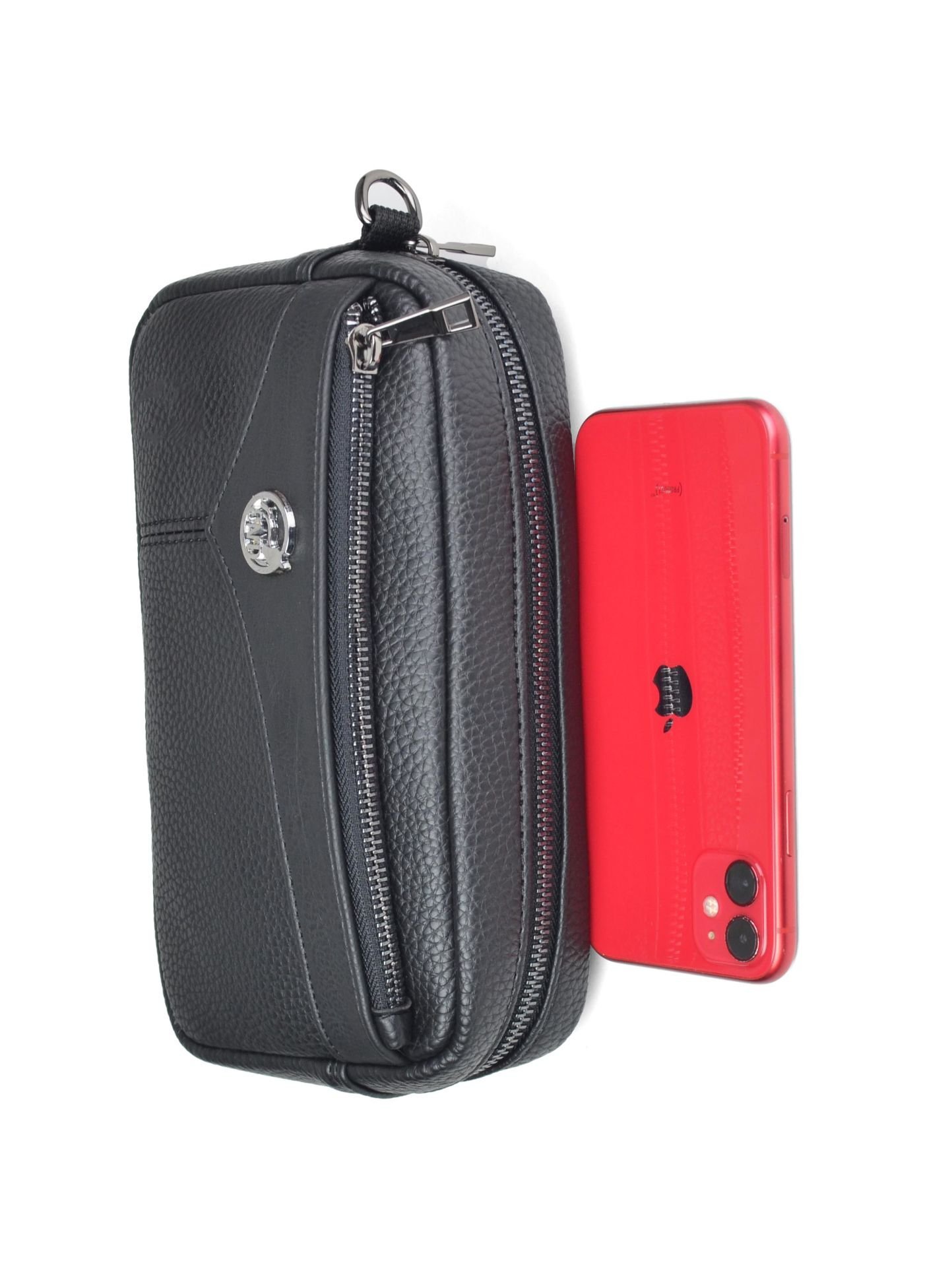 Erkek Siyah El ve Bileklik Kemerli Portföy El Çantası