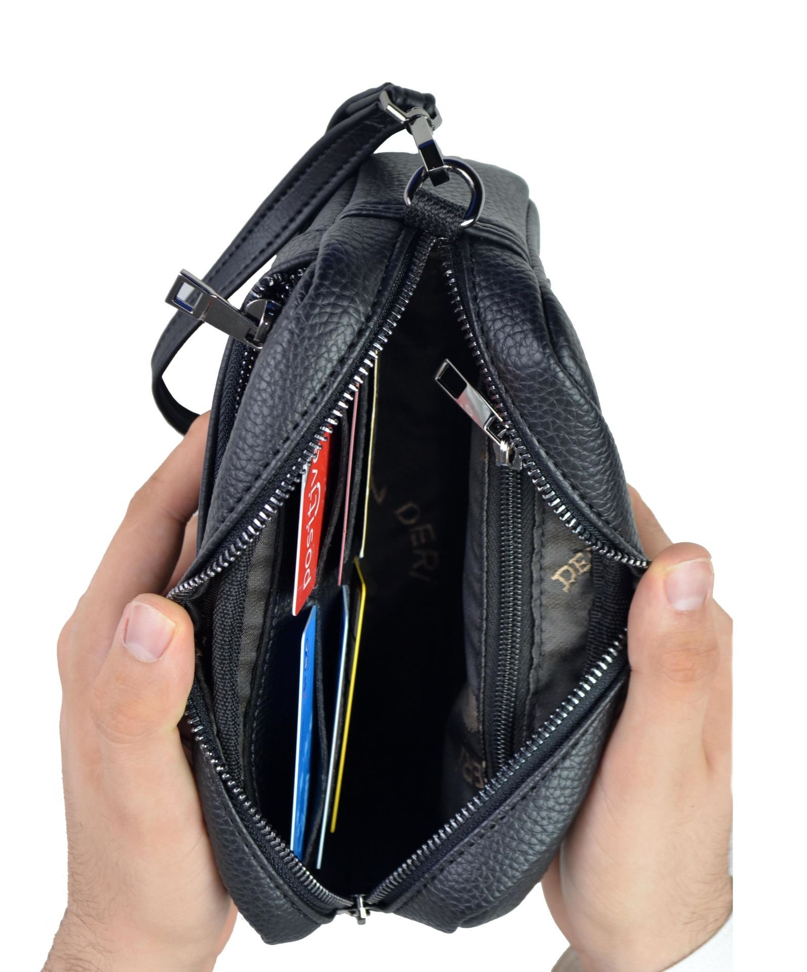 Erkek Siyah El ve Bileklik Kemerli Portföy El Çantası