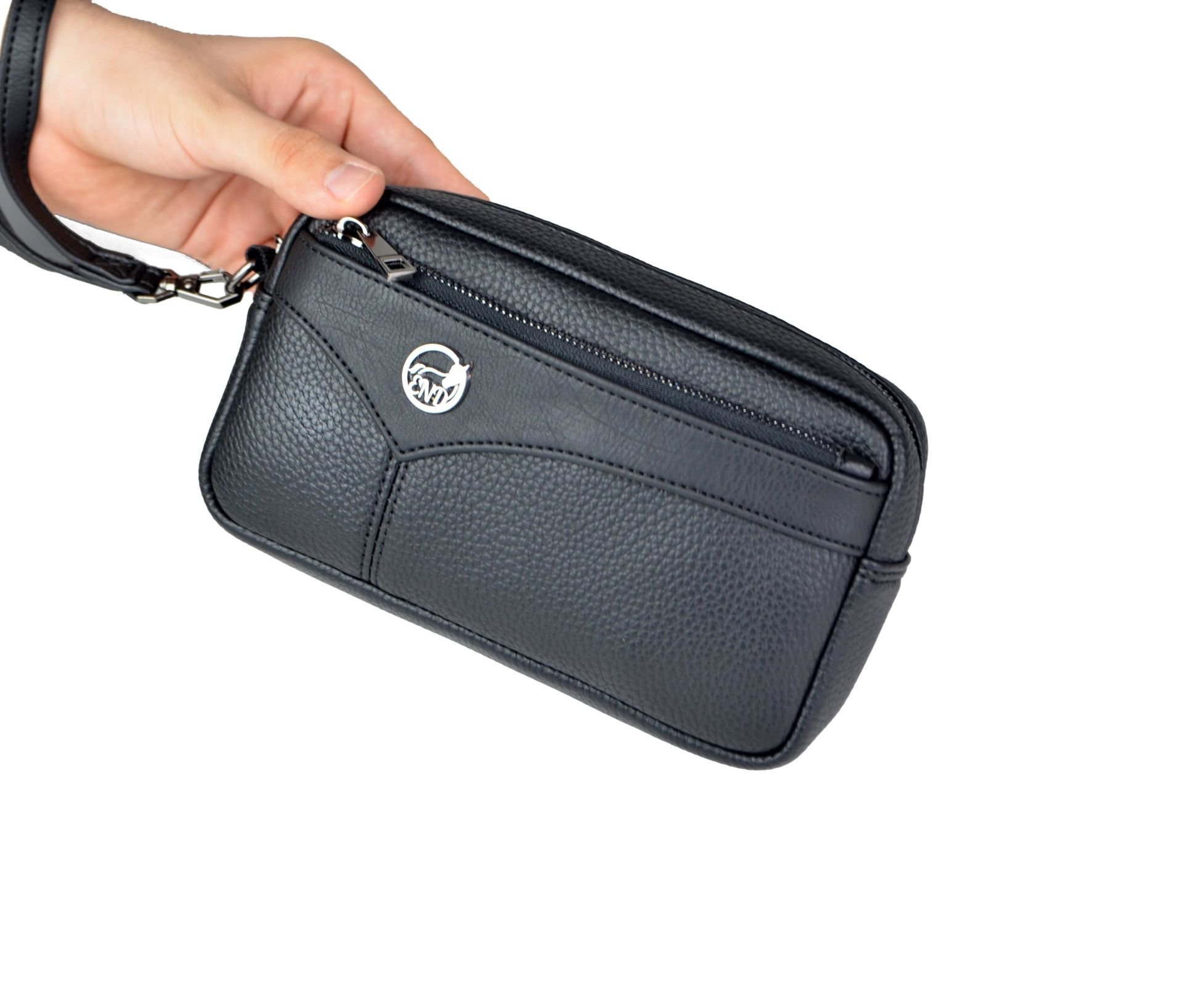 Erkek Siyah El ve Bileklik Kemerli Portföy El Çantası