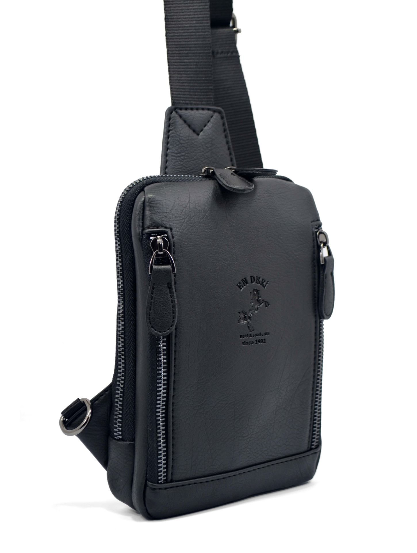 Erkek Siyah Çok Bölmeli Günlük Çapraz Askılı Omuz Çantası Çapraz Çanta 7001