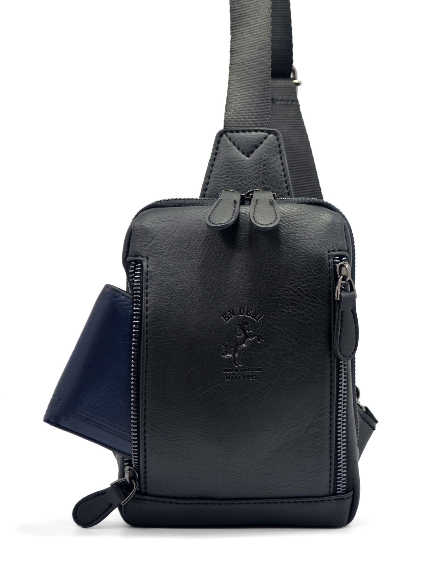 Erkek Siyah Çok Bölmeli Günlük Çapraz Askılı Omuz Çantası Çapraz Çanta 7001