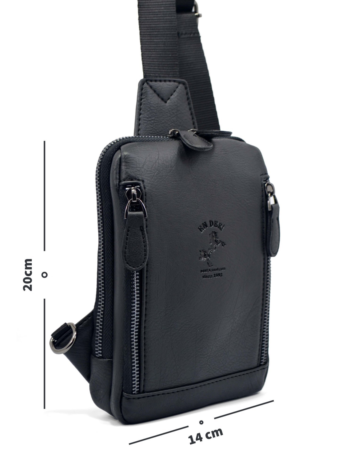 Erkek Siyah Çok Bölmeli Günlük Çapraz Askılı Omuz Çantası Çapraz Çanta 7001