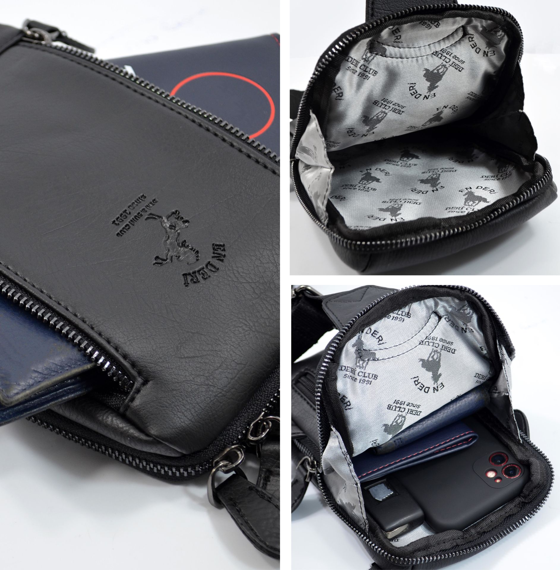 Erkek Siyah Çok Bölmeli Günlük Çapraz Askılı Omuz Çantası Çapraz Çanta 7001