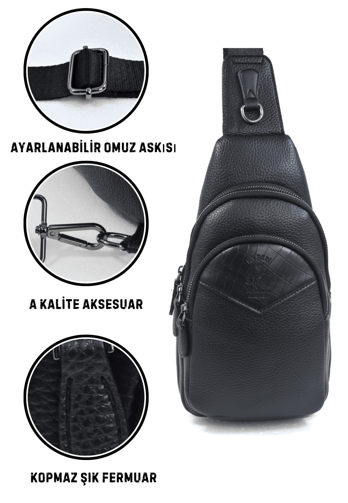 Erkek Omuz Çantası Çok Bölmeli Kulaklık Çıkışlı Şık Erkek Çapraz Çanta