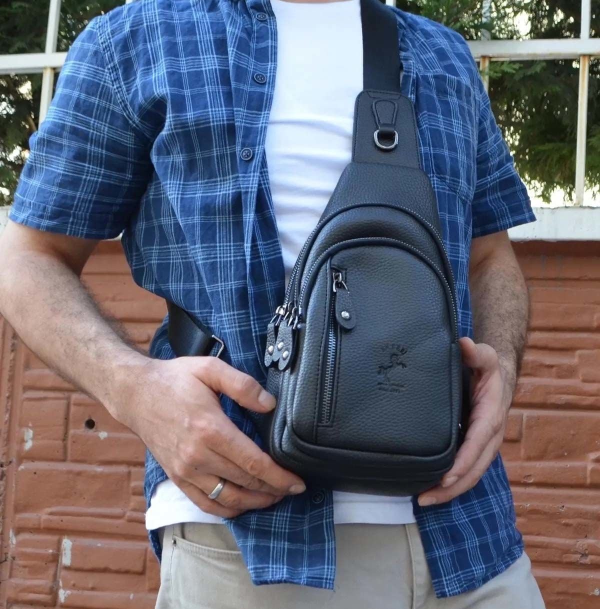 Siyah Erkek Omuz Çantası Şık Çok Bölmeli Erkek Çapraz Çanta