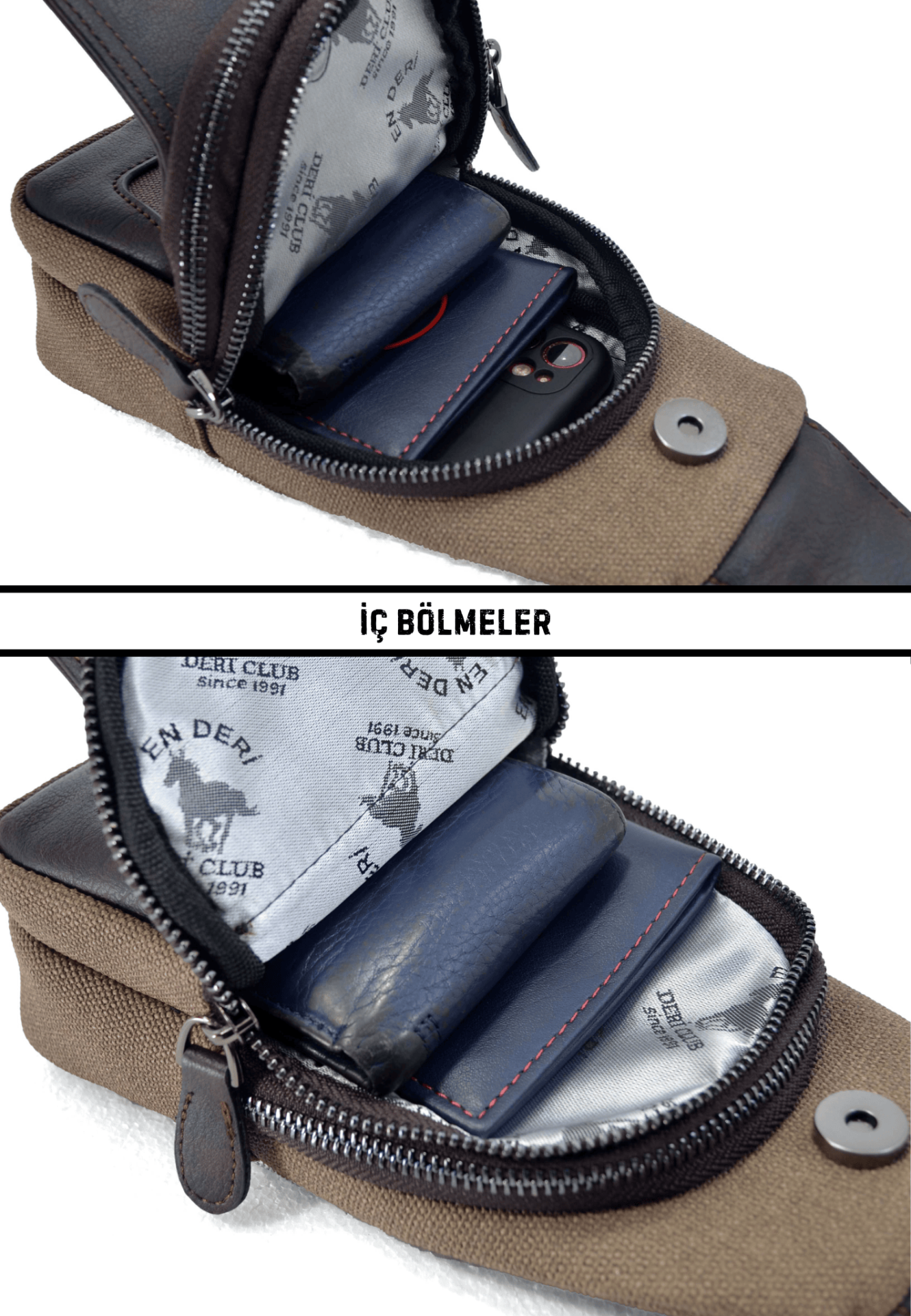 Kanvas Kahverengi Günlük Ayarlanabilir Çapraz Askılı Omuz Çantası 7044