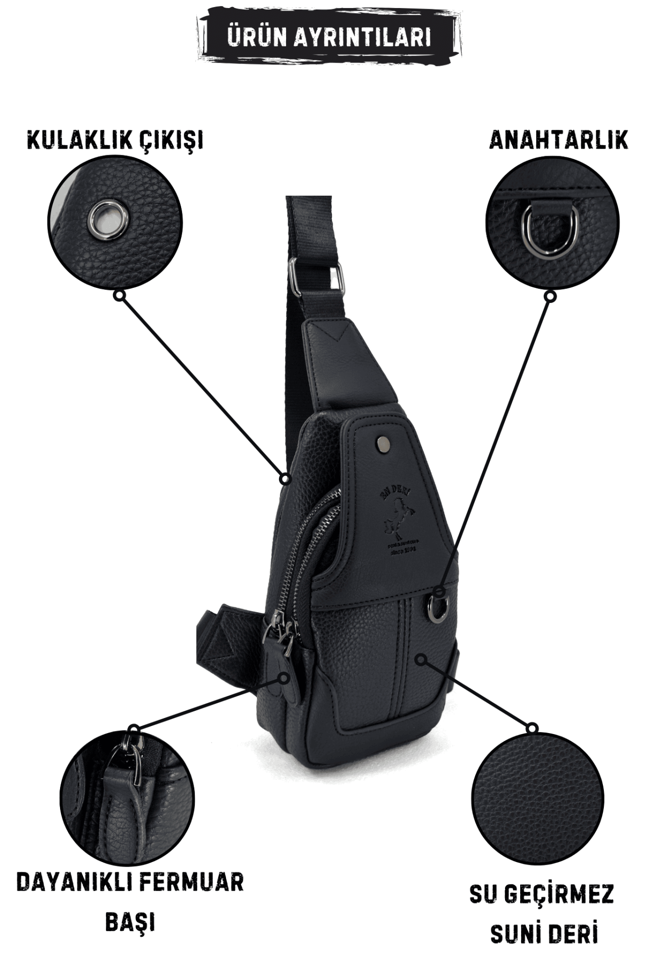 Siyah Günlük Ayarlanabilir Çapraz Askılı Omuz Çantası 7044