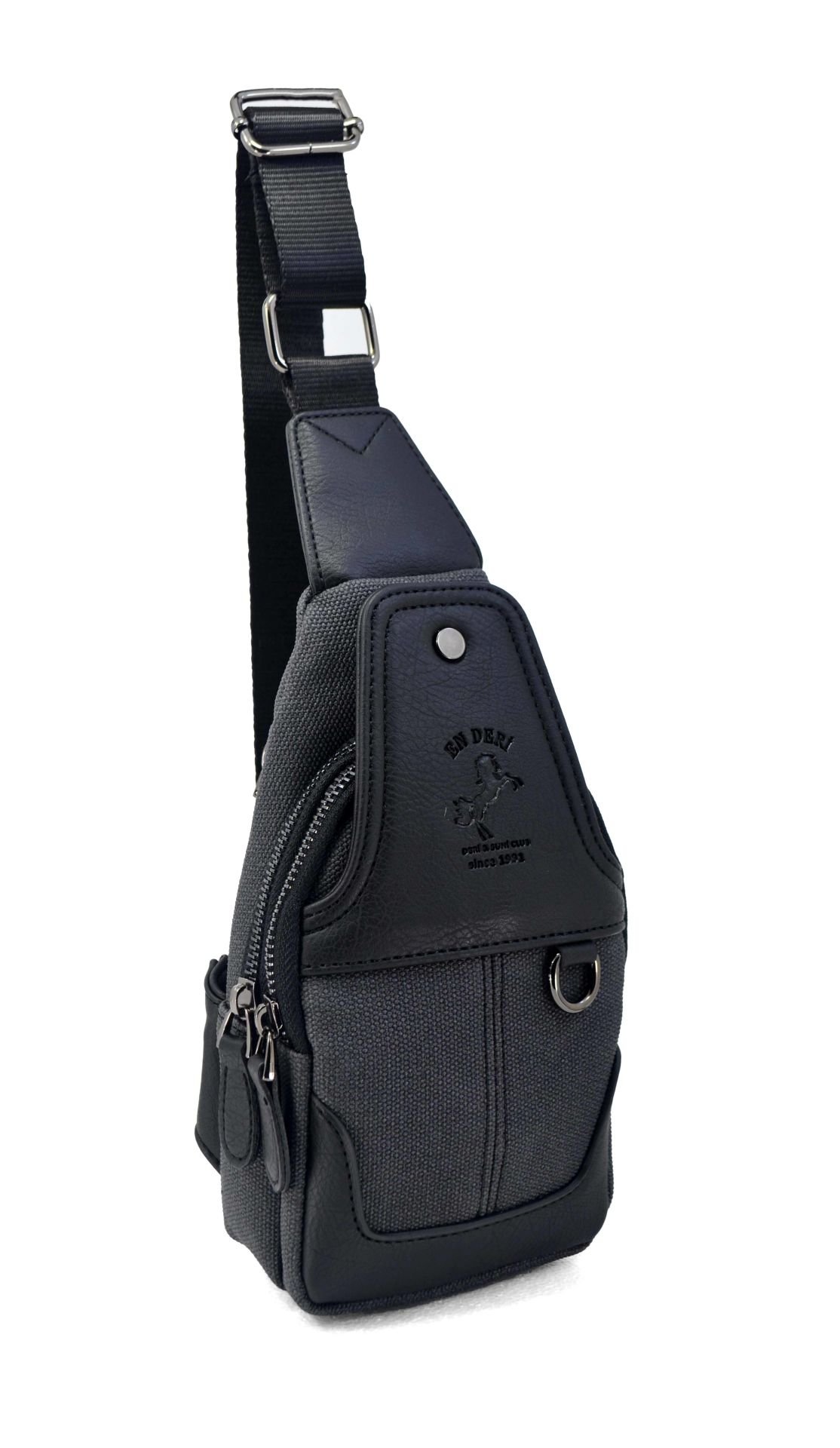 Siyah Kanvas Ayarlanabilir Çapraz Askılı Omuz Çantası 7044