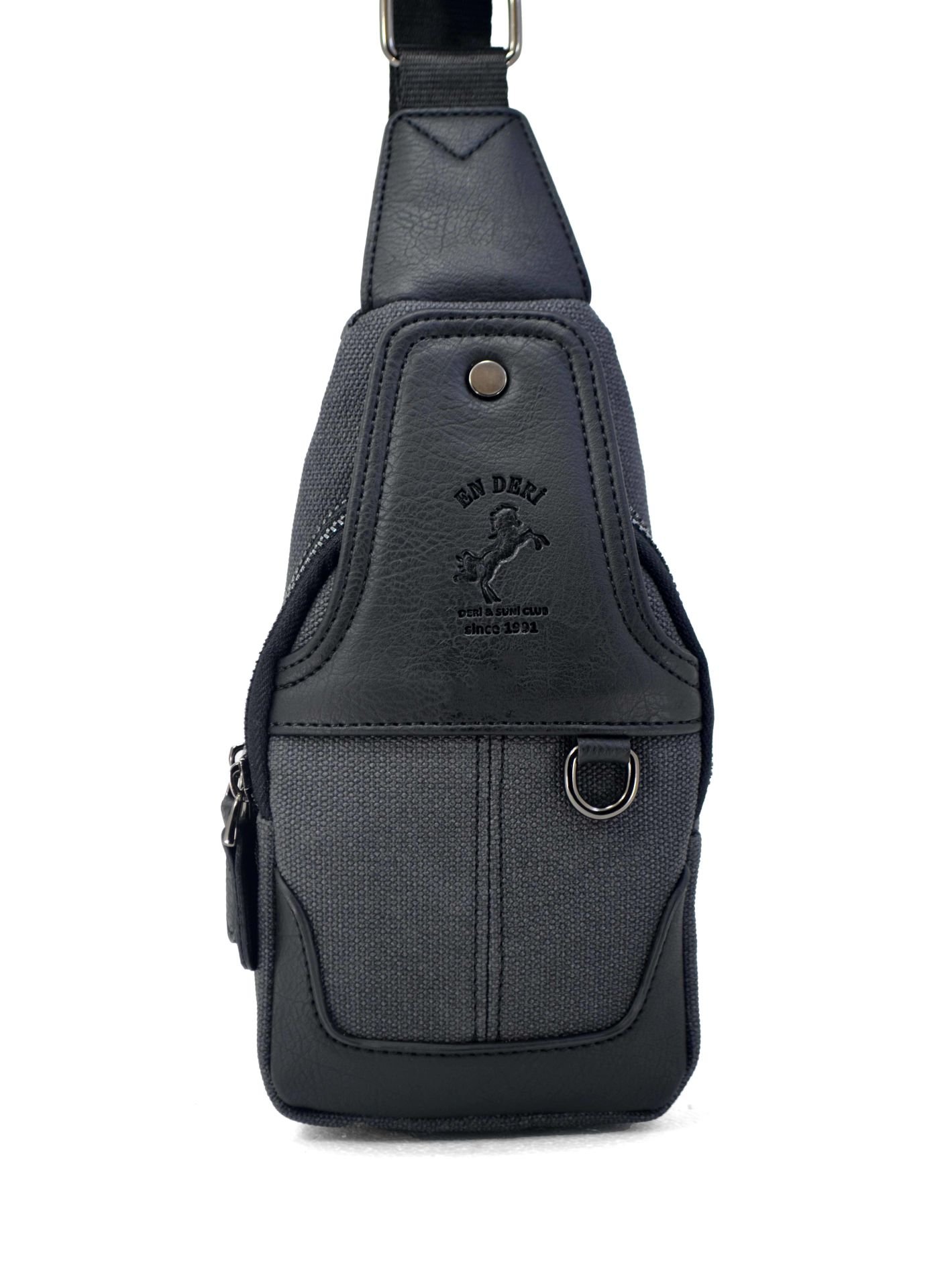 Siyah Kanvas Ayarlanabilir Çapraz Askılı Omuz Çantası 7044