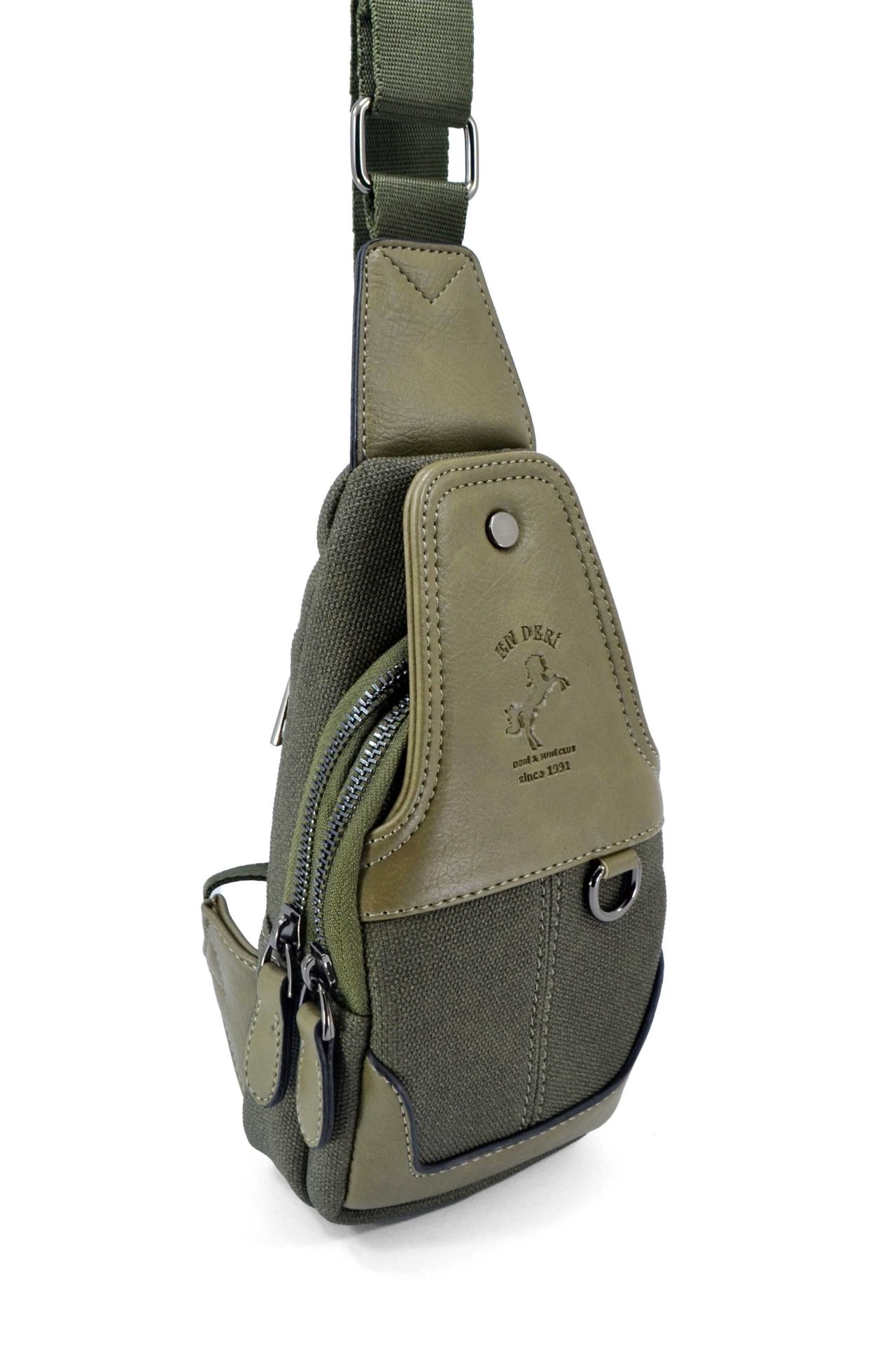 Haki Kanvas Ayarlanabilir Çapraz Askılı Omuz Çantası 7044