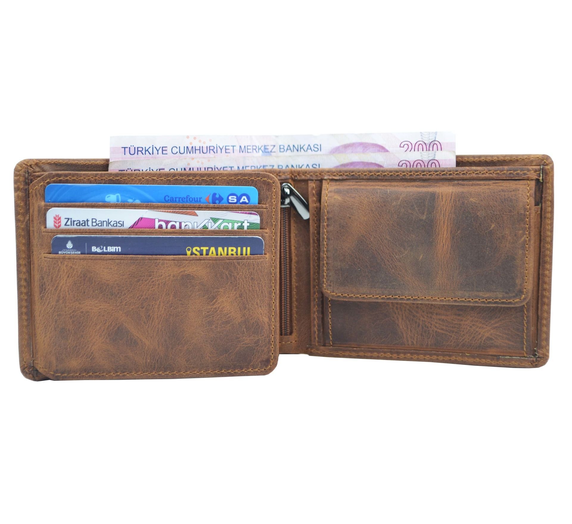 Hakiki Deri Cüzdan Bozuk Para Bölmeli Taba Deri Cüzdan