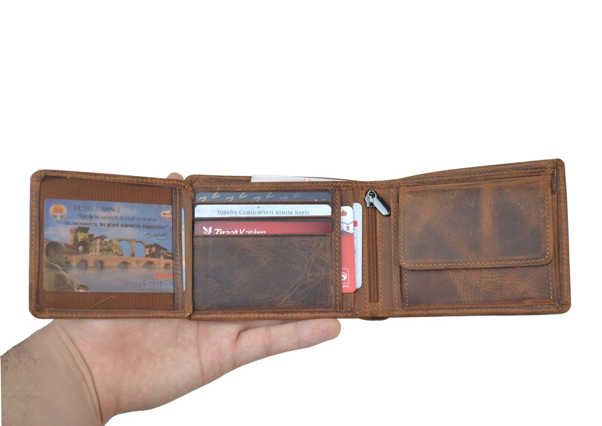 Hakiki Deri Cüzdan Bozuk Para Bölmeli Taba Deri Cüzdan