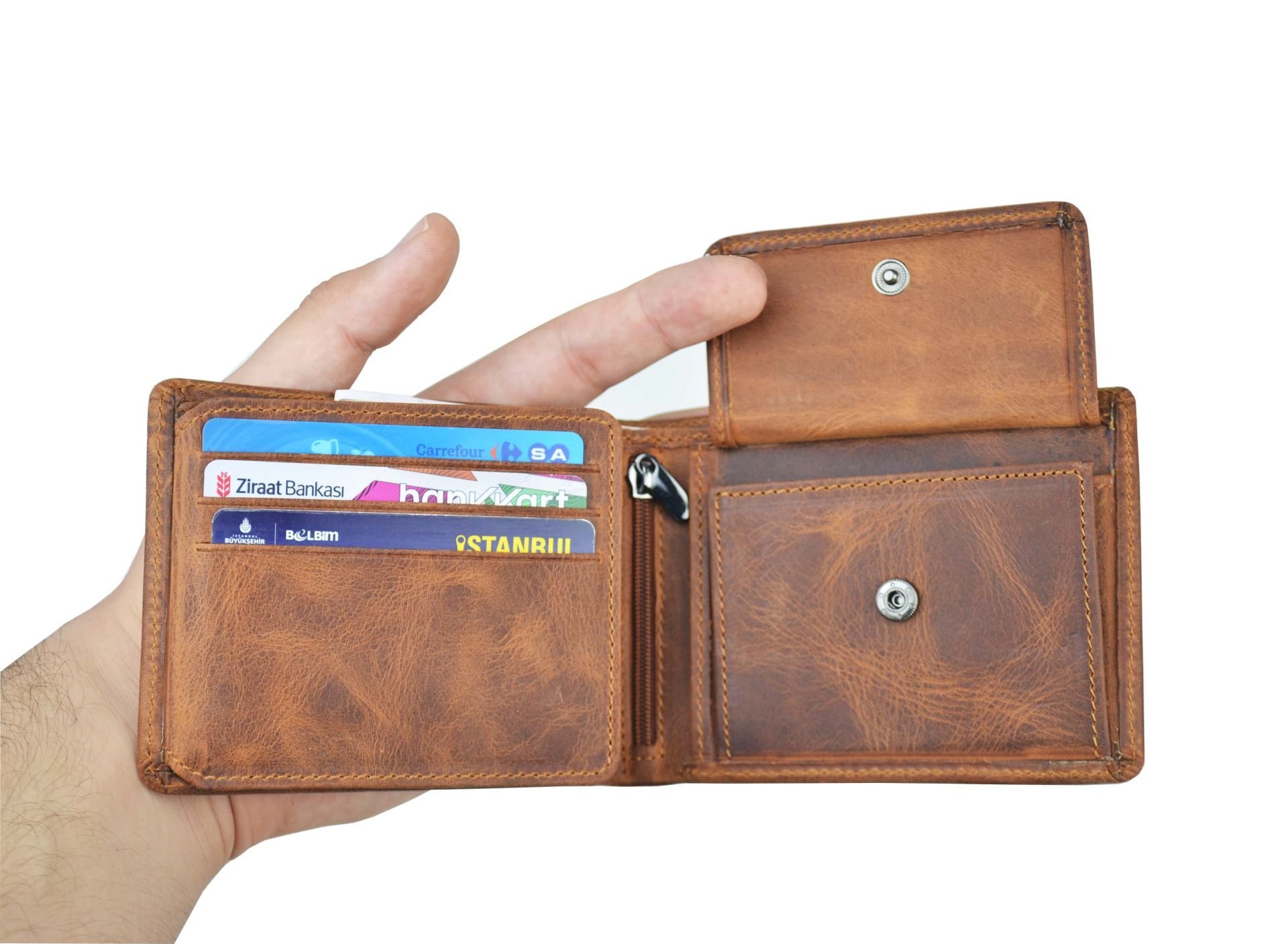 Hakiki Deri Cüzdan Bozuk Para Bölmeli Taba Deri Cüzdan