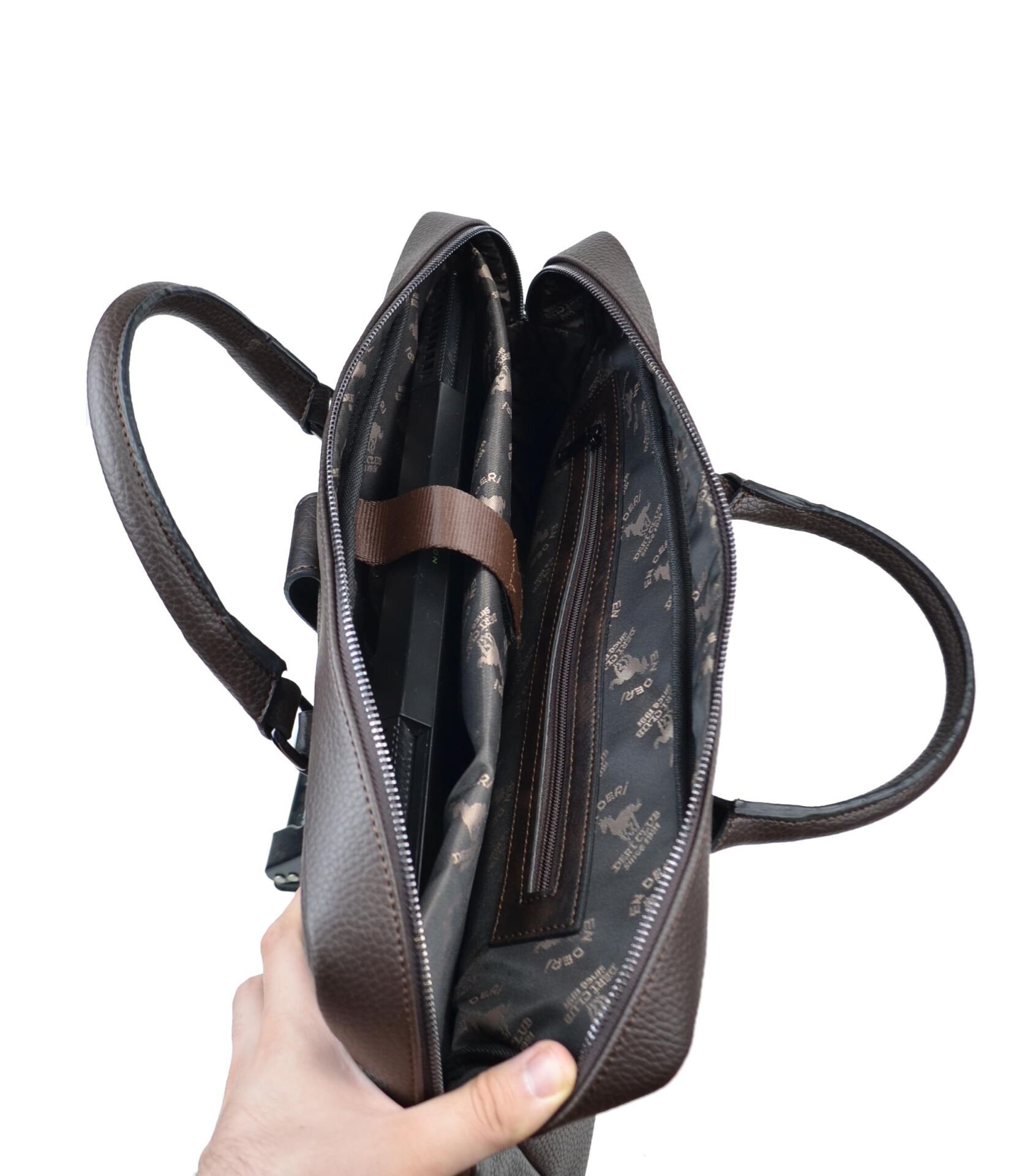 14-15.6-16.1-16.9 Inç Organizer Kahve Unisex El, Omuz, Bilgisayar, Notebook, Laptop Çantası