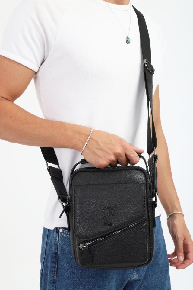 Erkek Siyah Ayarlanabilir Çapraz Askılı El Ve Omuz Çantası