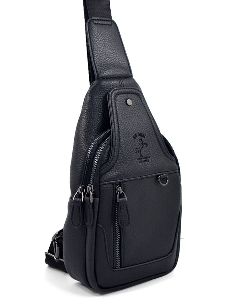 Erkek Siyah Çok Bölmeli Günlük Çapraz Askılı Omuz Çantası