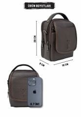 Erkek Kahverengi Çok Bölmeli Ayarlanabilir Çapraz Askılı El Ve Omuz Çantası