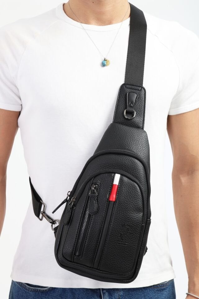 Erkek Siyah Omuz Çantası Çok Bölmeli  Çapraz Çanta