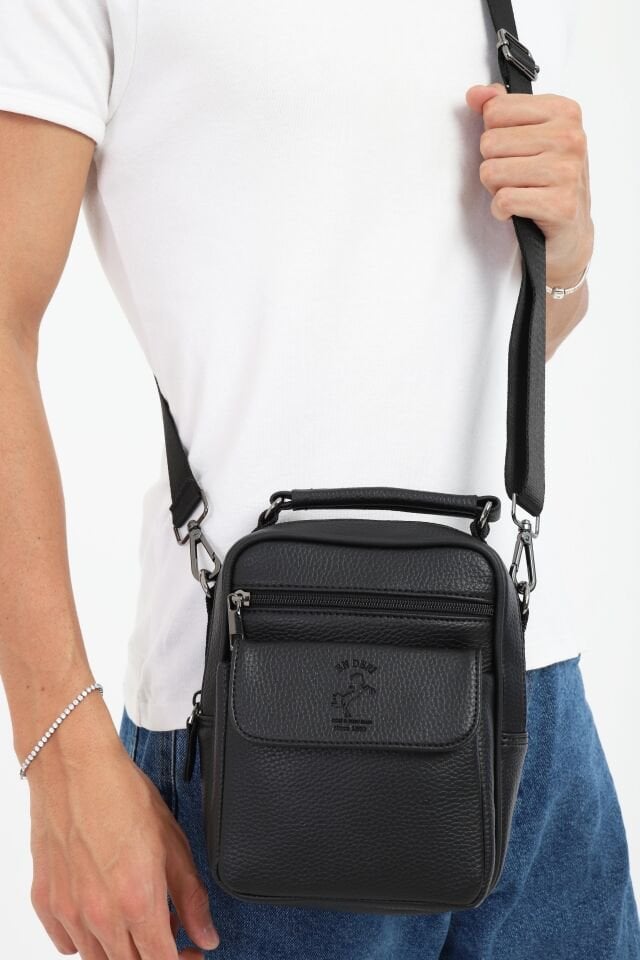 Siyah Çapraz Askılı Erkek El Ve Omuz Çantası Erkek El Çantası