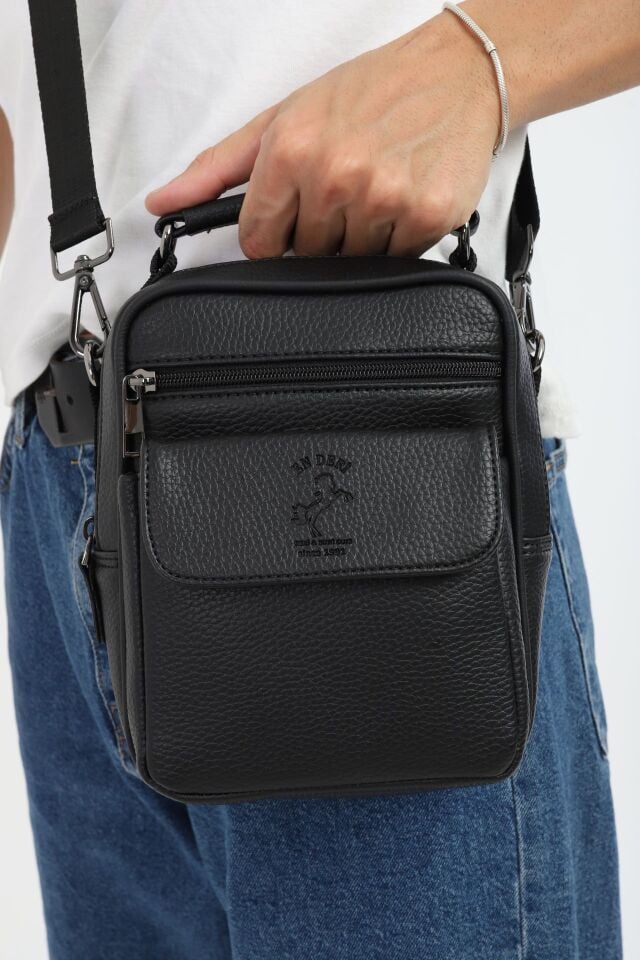 Siyah Çapraz Askılı Erkek El Ve Omuz Çantası Erkek El Çantası