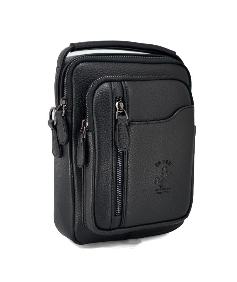 Siyah Çapraz Askılı Erkek El Ve Omuz Çantası Erkek El Çantası