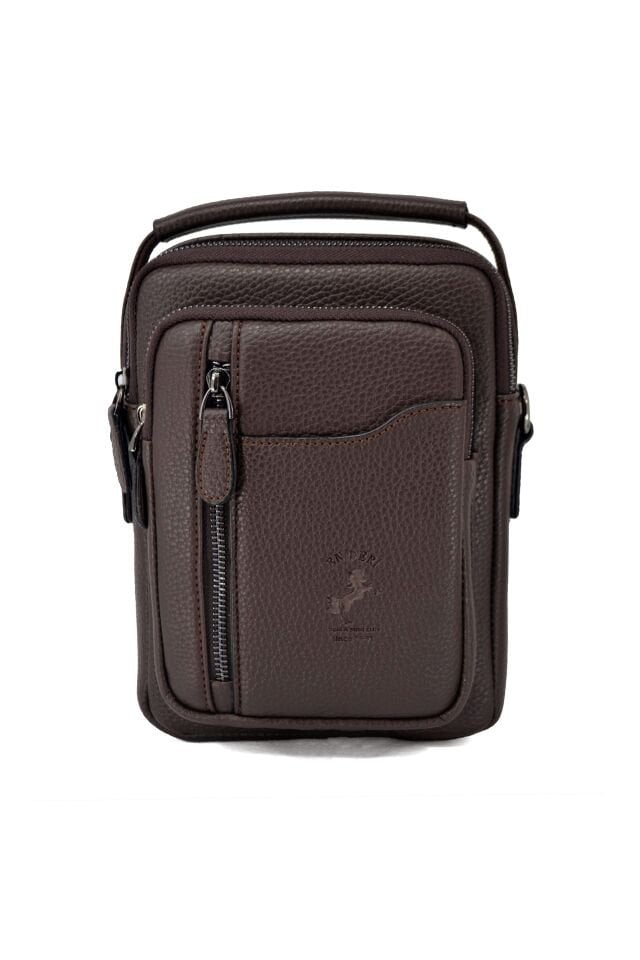 Kahverengi Erkek El Çantası - Çok Gözlü Organizer Omuz ve Postacı Çantası