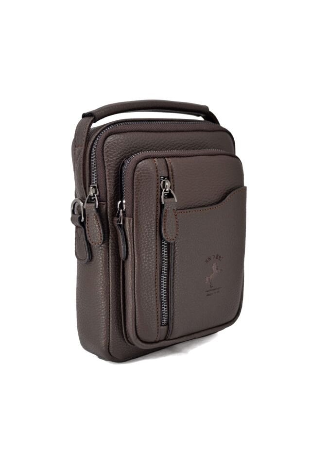 Kahverengi Erkek El Çantası - Çok Gözlü Organizer Omuz ve Postacı Çantası