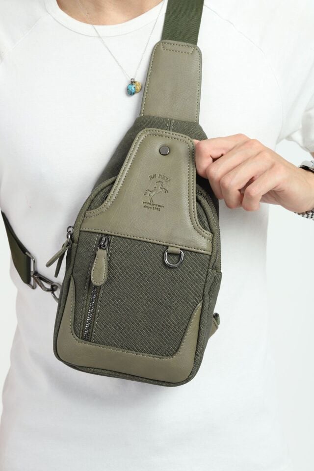 Haki Kanvas Çanta Erkek Omuz Çantası Erkek Çapraz Çanta