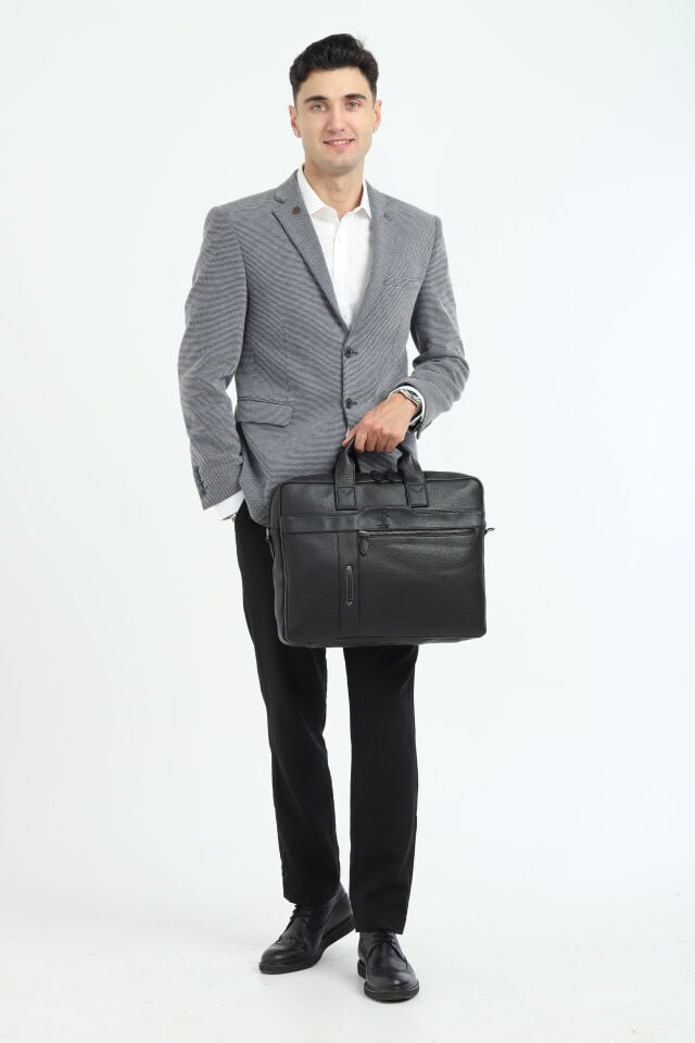 Siyah 15.6-17.3 inç Laptop Çantası - Organizer Çok Bölmeli Bilgisayar ve Evrak Çantası