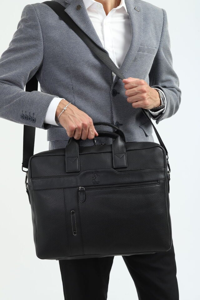 Siyah 15.6-17.3 inç Laptop Çantası - Organizer Çok Bölmeli Bilgisayar ve Evrak Çantası