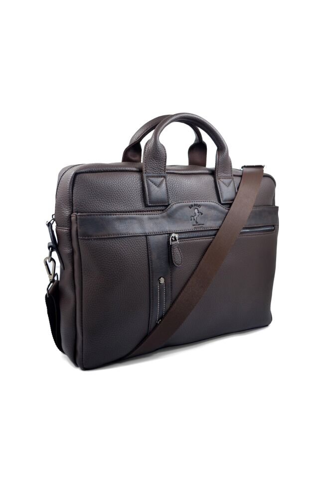 Kahve 15.6-17.3 inç Laptop Çantası - Organizer Çok Bölmeli Bilgisayar ve Evrak Çantası