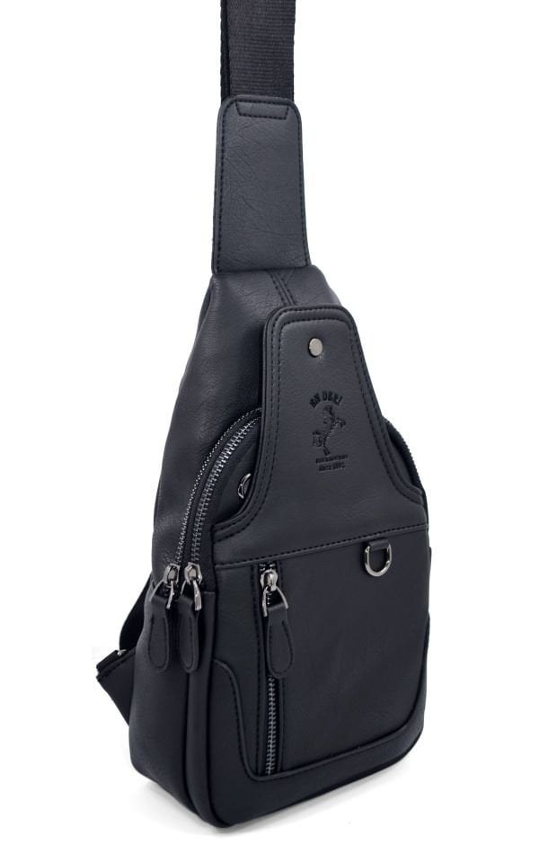 Erkek Siyah Suya Dayanıklı Çok Bölmeli Omuz Çantası Çapraz Çanta 7038