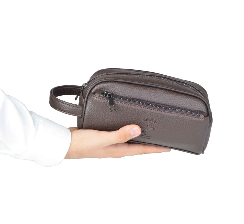 Erkek Kahverengi Günlük Lüks Portföy Traşlık El Çantası