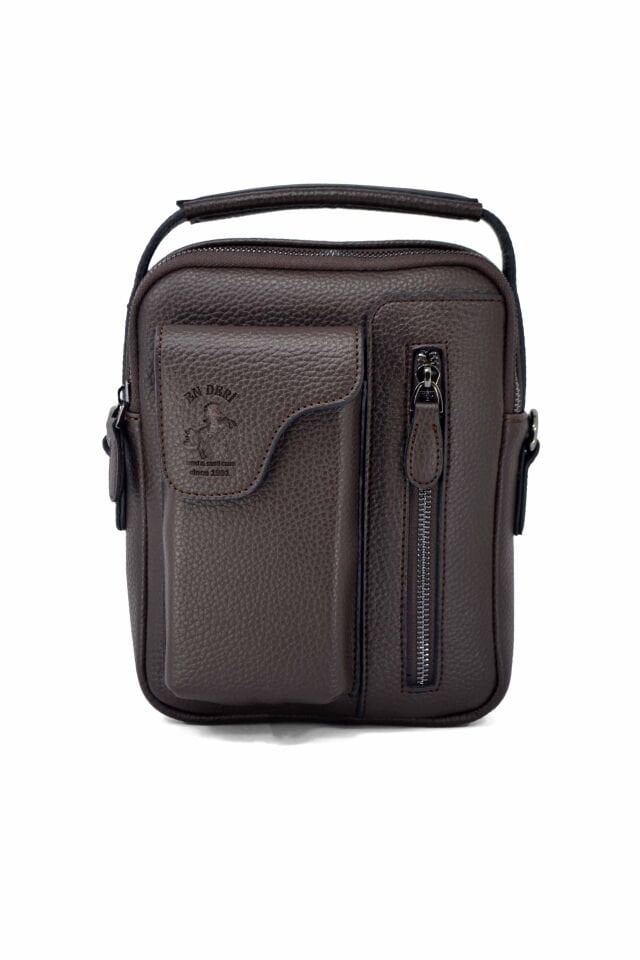 Kahverengi Çapraz Askılı El Çantası - Erkek Omuz Çantası Postacı Çanta