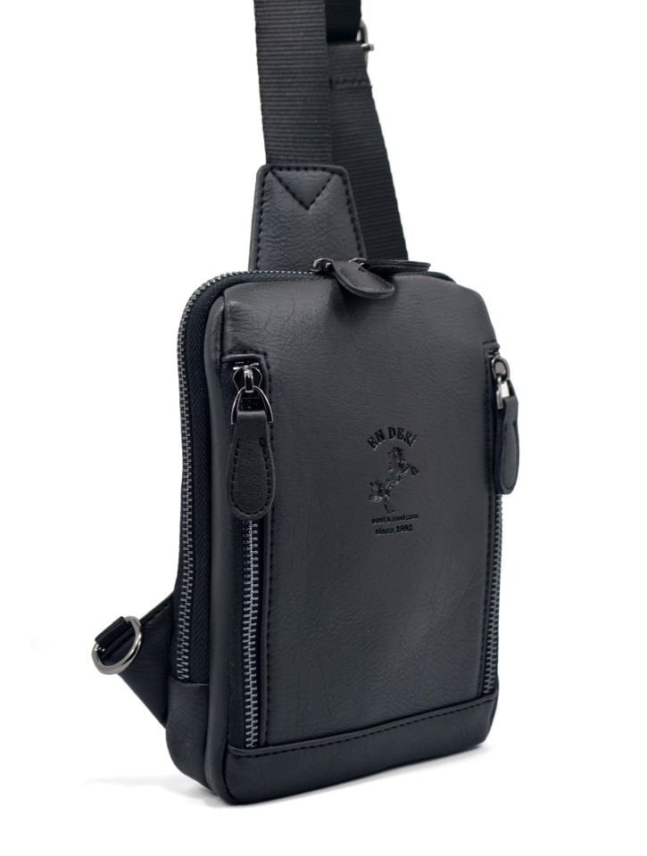 Erkek Siyah Çok Bölmeli Günlük Çapraz Askılı Omuz Çantası Çapraz Çanta 7001