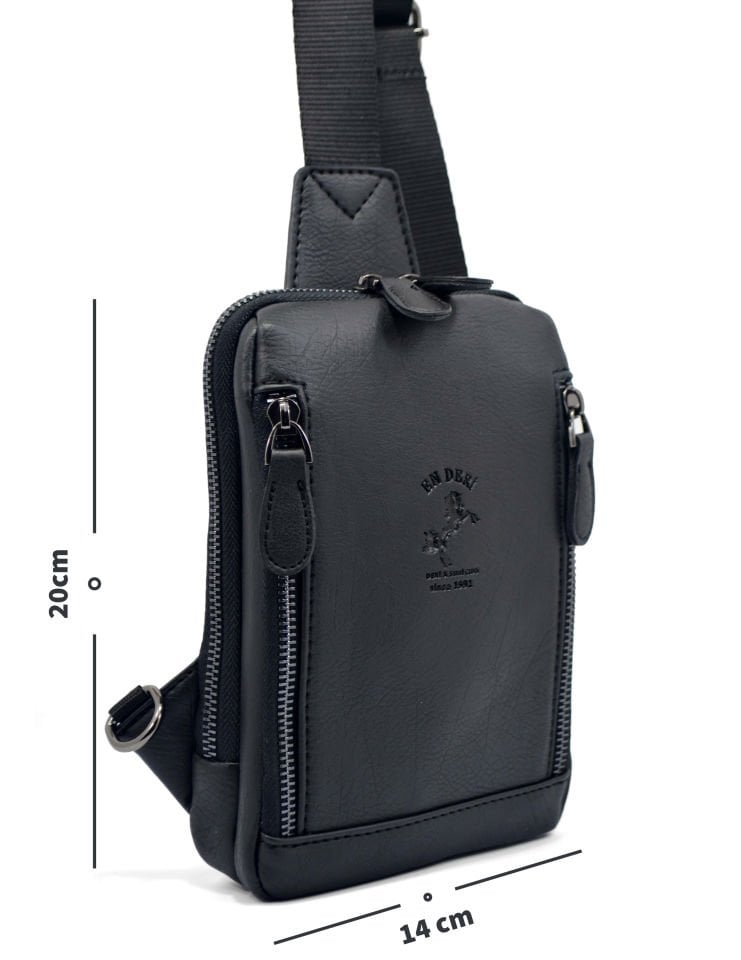 Erkek Siyah Çok Bölmeli Günlük Çapraz Askılı Omuz Çantası Çapraz Çanta 7001