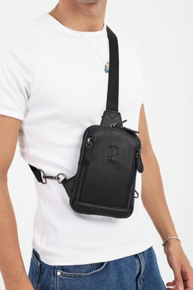 Siyah Erkek Omuz Çantası – Çok Bölmeli Çapraz Askılı Postacı Çanta