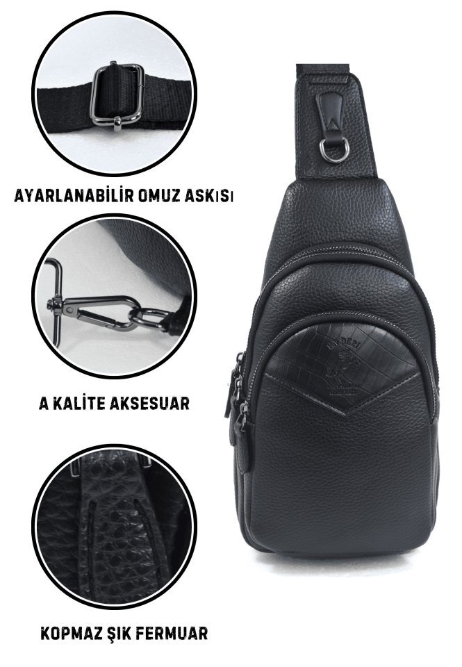 Erkek Omuz Çantası Çok Bölmeli Kulaklık Çıkışlı Şık Erkek Çapraz Çanta