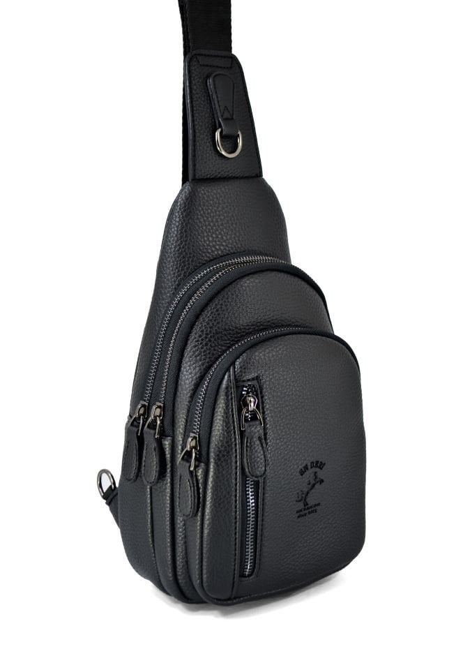 Siyah Erkek Omuz Çantası Şık Çok Bölmeli Erkek Çapraz Çanta